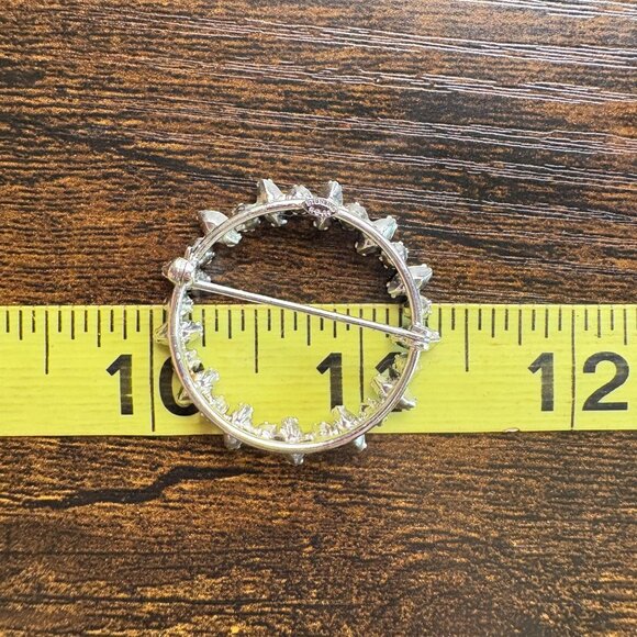 Sterling Silver 925 Blue & White CZ Alternating Circle Pin Brooch Size 1.25" - Picture 10 of 10